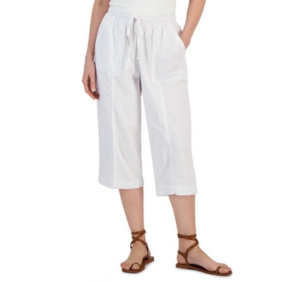 Karen Scott Size Petite XL Emilia Cotton White High-Rise Long Shorts NWOT - Picture 1 of 7